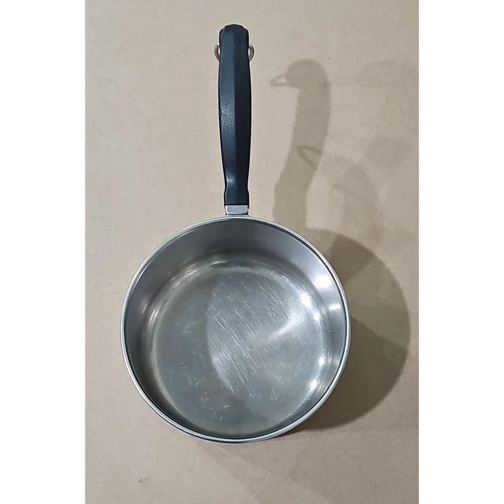 1 QT Saucepan Pot w/Lid Farberware Stainless Steel Aluminum Clad Bottom USA Vtg.